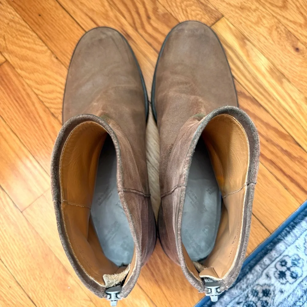 Maison Margiela Brown Suede Men’s Ankle Boots Vibram Sole Back Zip Size 45